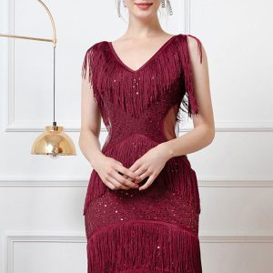 This Tassel Sequin Sexy Cocktail Party Dress Design Made Of Good Quality Polyster And Spandex Material