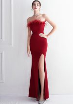 This Toast Dress Bride Long Strapless Thank You Banquet Slim Mermaid Evening Dress Design Made Of Good Quality Polyster And Spandex Material