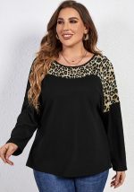 This Trendy Chic Leopard Print Long Sleeve Round Neck Plus Size Top Women Made Of Comfortable And Elastic Fabric. It Is Wholesale Sexy Plus Size Tops For Women. With The Gradual Rise Of Feminist Awareness