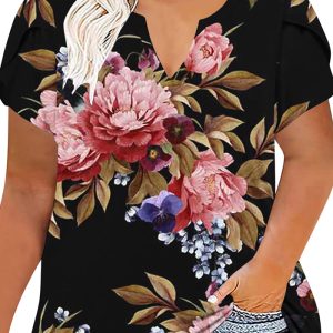 Diese v-Ausschnitt Plus Size Damen Kurzarm t-Shirt gedruckt Top aus bequemen und elastischen Stoff. Es ist Großhandel Sexy Plus Size Tops für Frauen. Mit dem allmählichen Anstieg des feministischen Bewusstseins