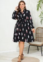 This v-Neck Printed Long Sleeve Slim Waist Plus Size Women's Dress Made Of Soft And Elastic Fabric. Global Lover Wholesale Plus Size Dresses And Hope Curvy Ladies Find Here a Warm And Exciting Place To Shop Affordable Curvy Dresses Online - Plus Size Casual