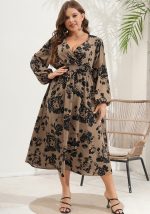 This v Neck Slim Waist Chic Slim Fit Floral Plus Size Dress Made Of Soft And Elastic Fabric. Global Lover Wholesale Plus Size Dresses And Hope Curvy Ladies Find Here a Warm And Exciting Place To Shop Affordable Curvy Dresses Online - Plus Size Casual