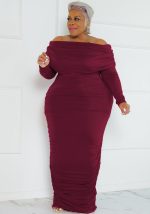 This Winter Solid Color Off Shoulder Fashion Sexy Plus Size Women's Dress Made Of Soft And Elastic Fabric. Global Lover Wholesale Plus Size Dresses And Hope Curvy Ladies Find Here a Warm And Exciting Place To Shop Affordable Curvy Dresses Online - Plus Size Casual