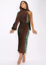 This Winter And Spring Evening Dress Cocktail Wear Women's Sequin Sequin Slit Long Dresses Design Made Of Good Quality Polyster And Spandex Material