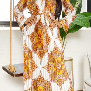 This Women Autumn Printed Long Sleeve African Dress Design Made Of High Quality Polyster And Spandex Material