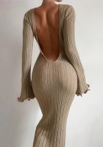 This Women Autumn Sexy Ruffle Long Sleeve Dress Combine The Warm And Fashion. It Is a Must-Have Item For This Winter. Sweater Dresses For Women At Global Lover Comes For Different Occasions - Daily Life