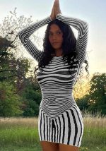 This Women Autumn Striped Print Long Sleeve Bodycon Dress Design Made Of High Quality Polyster And Spandex Material. It Come With Good Stretch And Wearing Comfortable And Feeling Freedom. The Tight And Fitted Dress Is The Most Popular Options From Party Girls. Shop Bodycon Dresses At Global Lover And Find Amazing Designs Sequins