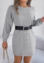 This Women Autumn And Winter Solid Twist Lantern Sleeve Sweater Dress Combine The Warm And Fashion. It Is a Must-Have Item For This Winter. Sweater Dresses For Women At Global Lover Comes For Different Occasions - Daily Life