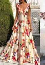 This Women Backless Printed Sleeveless Long Dress Design Made Of High Quality Polyster And Spandex Material