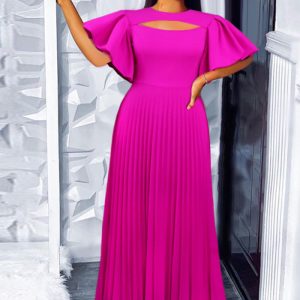 This Women Balloon Sleeve Cutout Pleated Skirt Design Made Of High Quality Polyster And Spandex Material