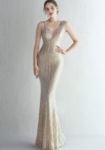 This Women Beaded Iridescent Strapless Evening Dress Design Made Of Good Quality Polyster And Spandex Material