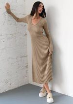 This Women Bell Bottom Ribbed Knitting Dress Combine The Warm And Fashion. It Is a Must-Have Item For This Winter. Sweater Dresses For Women At Global Lover Comes For Different Occasions - Daily Life