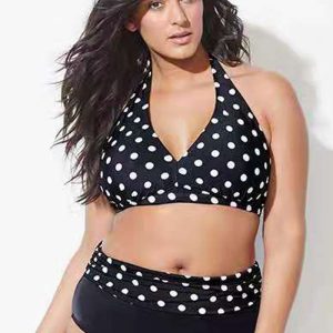 This Women Black Bikini V-Neck Dot Print Plus Size Swimwear is made of good quality lycra and spandex fabric