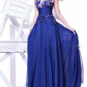 This Women Blue Lace Backless Wedding Bridal Dresses Evening Dresses Design Made Of High Level Material