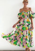 This Women Boho Print Off Shoulder Holidays Oversized Dress Design Made Of High Quality Polyster And Spandex Material. It Is Stretchy