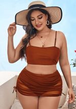 This Women Brown Straps Solid Cover Up Skirt Plus Size Swimwear is made of good quality lycra and spandex fabric