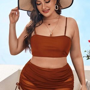 This Women Brown Straps Solid Cover Up Skirt Plus Size Swimwear is made of good quality lycra and spandex fabric