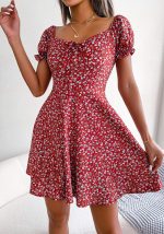 This Women Casual Bell Bottom Sleeve Drawstring Floral Dress Design Made Of High Quality Polyster And Spandex Material. It Is Stretchy