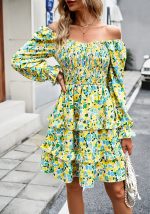 This Women Casual Floral v-Neck Long Sleeve Dress Design Made Of High Quality Polyster And Spandex Material. It Is Stretchy