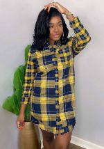 This Women Casual Loose Check Shirt Dress Design Made Of High Quality Polyster And Spandex Material. It Is Stretchy