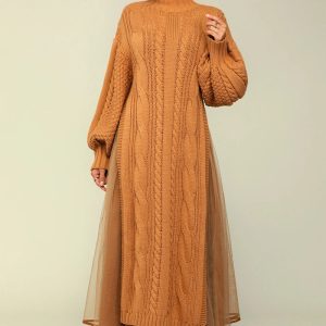 This Women Casual Mesh Knitting Dress Combine The Warm And Fashion. It Is a Must-Have Item For This Winter. Sweater Dresses For Women At Global Lover Comes For Different Occasions - Daily Life