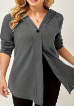 This Women Casual v-Neck Hooded Top Made Of Comfortable And Elastic Fabric. It Is Wholesale Sexy Plus Size Tops For Women. With The Gradual Rise Of Feminist Awareness