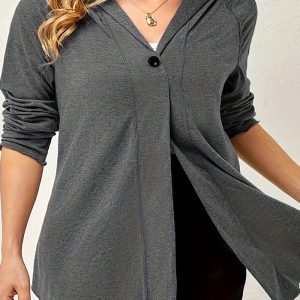 This Women Casual v-Neck Hooded Top Made Of Comfortable And Elastic Fabric. It Is Wholesale Sexy Plus Size Tops For Women. With The Gradual Rise Of Feminist Awareness