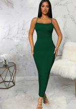 This Women Chic Elegant Slim Sexy Solid Straps Backless Bodycon Long Dress Design Made Of High Quality Polyster And Spandex Material