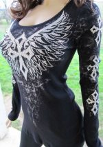 This Women Chic Wings Print Long Sleeve Square Neck Top Made Of Comfortable And Elastic Fabric. It Is Wholesale Sexy Plus Size Tops For Women. With The Gradual Rise Of Feminist Awareness