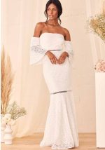 This Women Clothing Off Shoulder Lace White Wedding Dresses Lace Bridesmaid Dresses Design Made Of Good Quality Polyster And Spandex Material