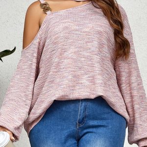 This Women Clothing Slash Shoulder Sling Solid Knitting Loose Top Made Of Comfortable And Elastic Fabric. It Is Wholesale Sexy Plus Size Tops For Women. With The Gradual Rise Of Feminist Awareness