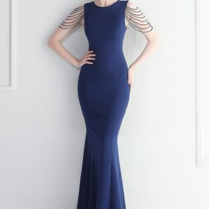 This Women Elegant Beaded Evening Maxi Mermaid Evening Dress Design Made Of Good Quality Polyster And Spandex Material