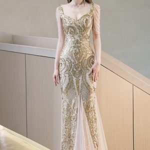 This Women Elegant Formal Party Mermaid Evening Dress Design Made Of Good Quality Polyster And Spandex Material