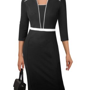 This Women Elegant Half Sleeve Bodycon Dress Design Made Of High Quality Polyster And Spandex Material. It Come With Good Stretch And Wearing Comfortable. Women¡¯s Midi Dresses Is Omnipotent And Suit For All Kinds Of Occasions - Daily Wear