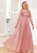 This Women Elegant Long Sleeve Backless Pleated Evening Dress Design Made Of High Level Material