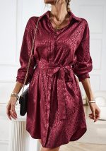 This Women Elegant Long Sleeve Shirt Dress Design Made Of High Quality Polyster And Spandex Material. It Is Stretchy