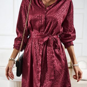 This Women Elegant Long Sleeve Shirt Dress Design Made Of High Quality Polyster And Spandex Material. It Is Stretchy