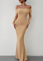 This Women Elegant Off Shoulder Dress Design Made Of High Quality Polyster And Spandex Material