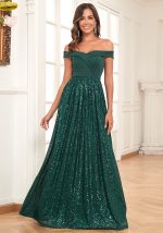 This Women Elegant Off Shoulder Patchwork Sequin Evening Dress Design Made Of Good Quality Polyster And Spandex Material