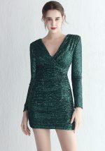 This Women Elegant Sequin Long Sleeve Formal Party Mini Evening Dress Design Made Of Good Quality Polyster And Spandex Material