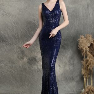 This Women Elegant Sequined Slim Formal Party Maxi Mermaid Evening Dress Design Made Of Good Quality Polyster And Spandex Material