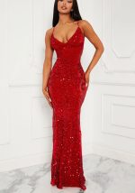 This Women Elegant Sequins Straps Evening Dresss Design Made Of Good Quality Polyster And Spandex Material