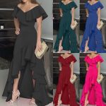 This Women Elegant v-Neck Ruffle Irregular Maxi Dress Design Made Of Good Quality Polyster And Spandex Material