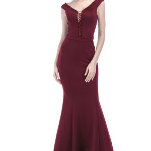 This Women Elegant v Neck Slim Formal Party Maxi Mermaid Evening Dress Design Made Of Good Quality Polyster And Spandex Material