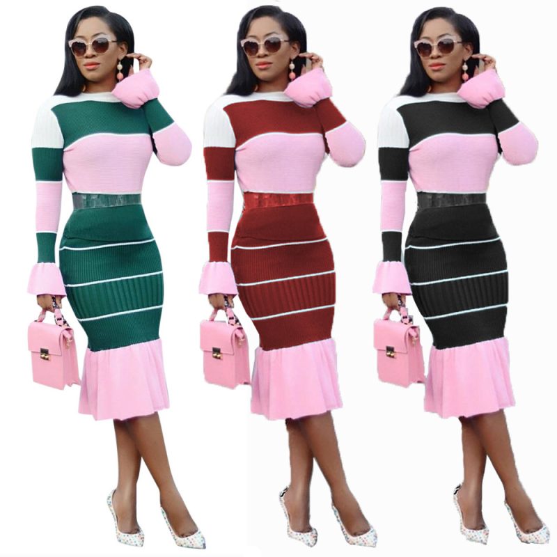 This Women Fall Casual Striped Chiffon Patchwork Long Sleeve Top + Pants Two Piece Set Design Made Of High Quality Polyster And Spandex Material. It Come With Good Stretch And Wearing Comfortable. Women¡¯s Midi Dresses Is Omnipotent And Suit For All Kinds Of Occasions - Daily Wear