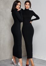 This Women Fall Half Turtle Neck Long Sleeve Ribbed Dress Design Made Of High Quality Polyster And Spandex Material. It Come With Good Stretch And Wearing Comfortable. Women¡¯s Midi Dresses Is Omnipotent And Suit For All Kinds Of Occasions - Daily Wear