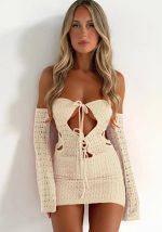 This Women Fall Off Shoulder Cutout Backless Bodycon Dress Combine The Warm And Fashion. It Is a Must-Have Item For This Winter. Sweater Dresses For Women At Global Lover Comes For Different Occasions - Daily Life