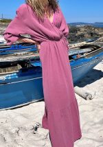 This Women Fall v-Neck Long Sleeve Loose Maxi Dress Design Made Of High Quality Polyster And Spandex Material