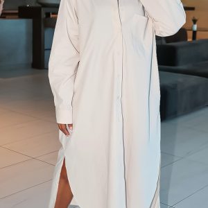 This Women Fall/Winter Casual Solid Turndown Collar Long Sleeve Pocket Shirt Dress Design Made Of High Quality Polyster And Spandex Material. It Is Stretchy