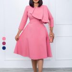 This Women Fall/Winter Round Neck Solid Ruffles Long Sleeve Dress Design Made Of High Quality Polyster And Spandex Material. It Come With Good Stretch And Wearing Comfortable. Women¡¯s Midi Dresses Is Omnipotent And Suit For All Kinds Of Occasions - Daily Wear